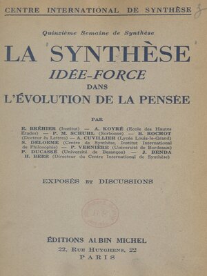 cover image of La synthèse